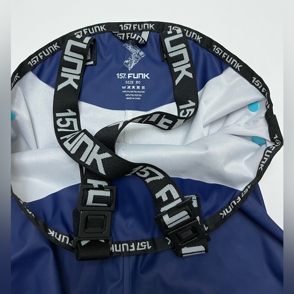 157 FUNK Kids Muddy Buddy Coverall Waterproof Rain Suit size 80 gently used - Picture 11 of 15